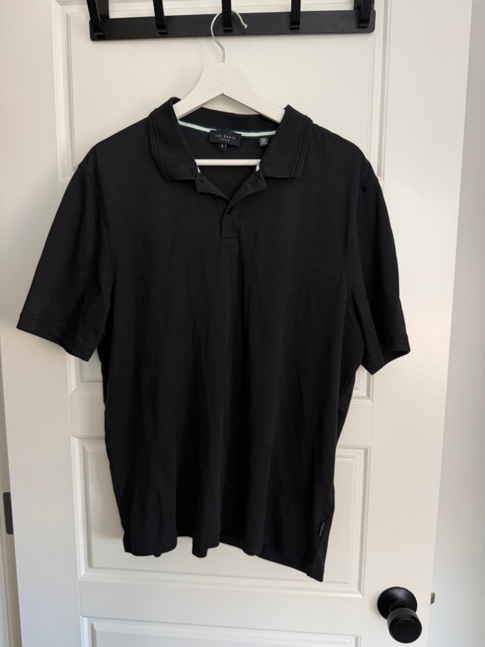 Ted Baker London Black Men's Polo with Subtle Collar Detail